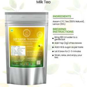 Lemon Flavour Milk Tea (250g) Refreshing Assam CTC Chai with Lemon | Light, Fresh & Energizing Taste